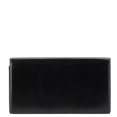 Pre-owned Hermes Black Leather Bill Wallet (bi-fold) ()
