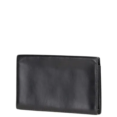 Pre-owned Hermes Black Leather Bill Wallet (bi-fold) ()