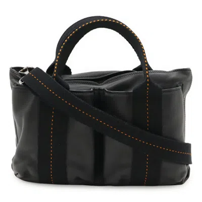 Pre-owned Hermes Black Orange Veau Derma Shoulder Bag Tote Bag () In Multi