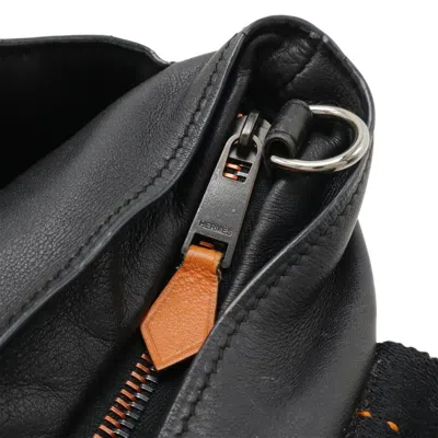 Pre-owned Hermes Black Orange Veau Derma Shoulder Bag Tote Bag () In Multi