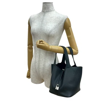 Pre-owned Hermes Black Taurillon Clemence Leather Handbag Tote Bag ()