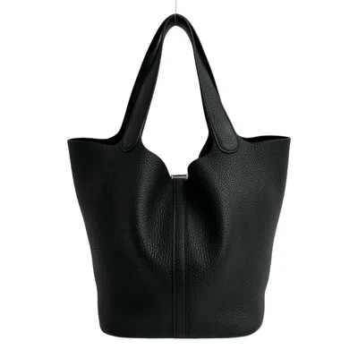 Pre-owned Hermes Black Taurillon Clemence Leather Handbag Tote Bag ()