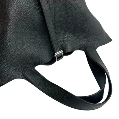 Pre-owned Hermes Black Taurillon Clemence Leather Handbag Tote Bag ()