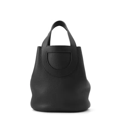Pre-owned Hermes Black Taurillon Clemence Leather Tote Bag ()