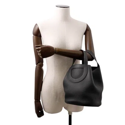Pre-owned Hermes Black Taurillon Clemence Leather Tote Bag ()