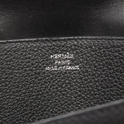 Pre-owned Hermes Black Togo Leather Leather Long Wallet (bi-fold) ()