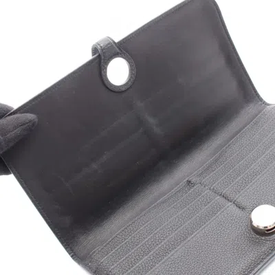 Pre-owned Hermes Black Togo Leather Leather Long Wallet (bi-fold) ()