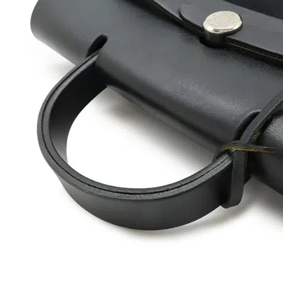 Pre-owned Hermes Black Toile Officier Leather Backpack Handbag ()