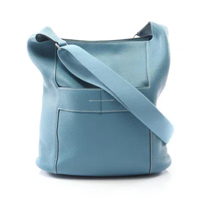 Pre-owned Hermes Blue Blue Jean Taurillon Clemence Leather Leather Shoulder Bag ()