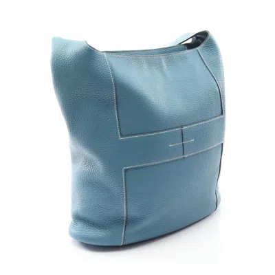 Pre-owned Hermes Blue Blue Jean Taurillon Clemence Leather Leather Shoulder Bag ()