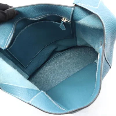 Pre-owned Hermes Blue Blue Jean Taurillon Clemence Leather Leather Shoulder Bag ()