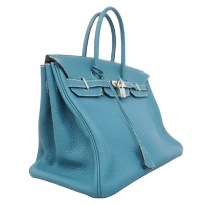 Pre-owned Hermes Blue Jean Togo Leather Handbag ()