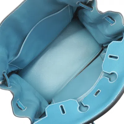 Pre-owned Hermes Blue Jean Togo Leather Handbag ()