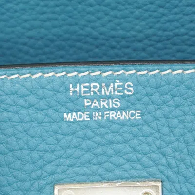 Pre-owned Hermes Blue Jean Togo Leather Handbag ()