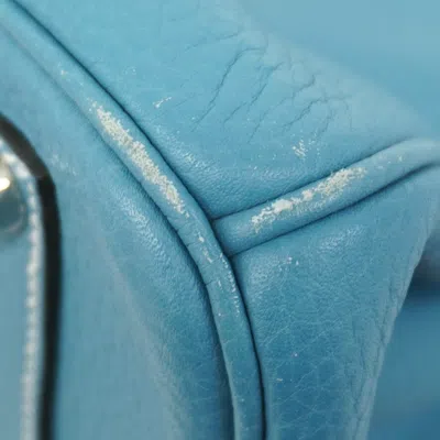 Pre-owned Hermes Blue Jean Togo Leather Handbag ()