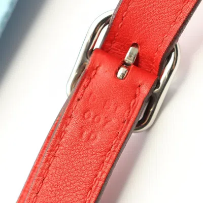 Pre-owned Hermes Blue Multi-color Red Color Silk Leather Shoulder Bag ()