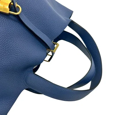 Pre-owned Hermes Blue Taurillon Clemence Leather Handbag Tote Bag ()