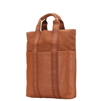 Pre-owned Hermes Brown Canvas Leather Tote Bag ()