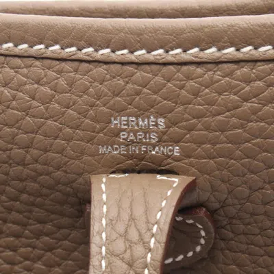 Pre-owned Hermes Brown Etoupe Gray Taurillon Clemence Leather Shoulder Bag () In Multi