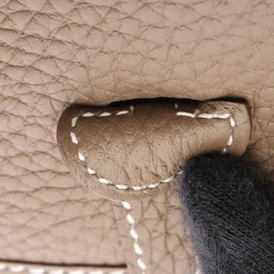 Pre-owned Hermes Brown Etoupe Gray Taurillon Clemence Leather Shoulder Bag () In Multi