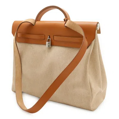 Pre-owned Hermes Brown Natural Toile H Leather Handbag Shoulder Bag ()