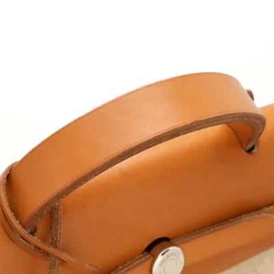 Pre-owned Hermes Brown Natural Toile H Leather Handbag Shoulder Bag ()