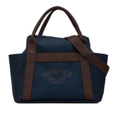Pre-owned Hermes Brown Navy Canvas Handbag Shoulder Bag ()