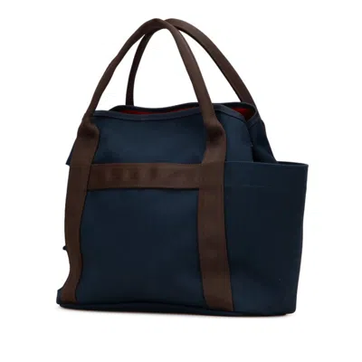 Pre-owned Hermes Brown Navy Canvas Handbag Shoulder Bag ()