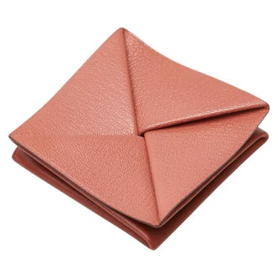 Pre-owned Hermes Brown Pink Chevre Leather Coin Purse/coin Case () In Multi