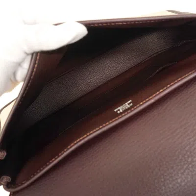 Pre-owned Hermes Brown Toile H Fjord Leather Shoulder Bag ()