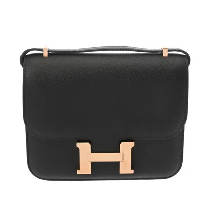 Pre-owned Hermes Constance Black Epsom Leather Shoulder Bag ()
