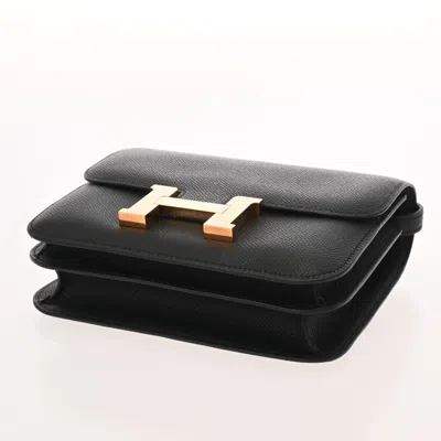 Pre-owned Hermes Constance Black Epsom Leather Shoulder Bag ()