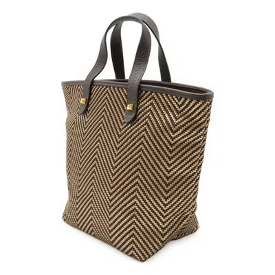 Pre-owned Hermes Dark Brown Gold Leather Polyester Handbag Tote Bag ()