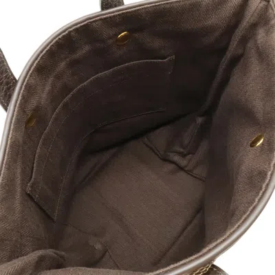 Pre-owned Hermes Dark Brown Gold Leather Polyester Handbag Tote Bag ()