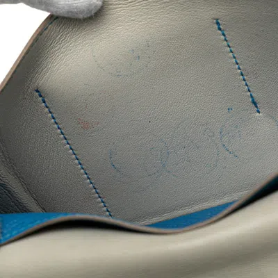 Pre-owned Hermes Dogon Duo Blue Light Gray Togo Leather Long Wallet (bi-fold) ()