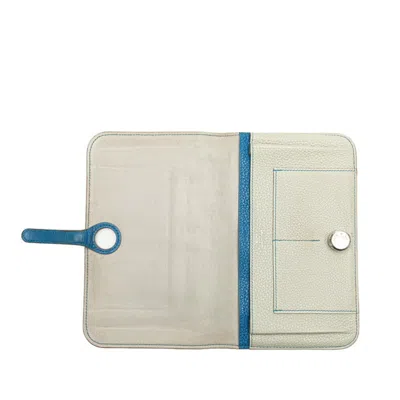 Pre-owned Hermes Dogon Duo Blue Light Gray Togo Leather Long Wallet (bi-fold) ()