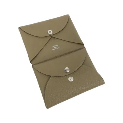 Pre-owned Hermes Etoupe Gray Chevre Leather Coin Purse/coin Case ()
