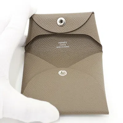 Pre-owned Hermes Etoupe Gray Epsom Leather Coin Purse/coin Case ()