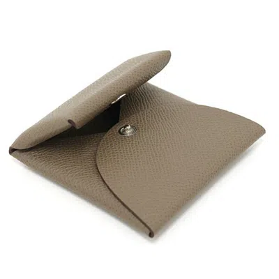 Pre-owned Hermes Etoupe Gray Epsom Leather Coin Purse/coin Case ()