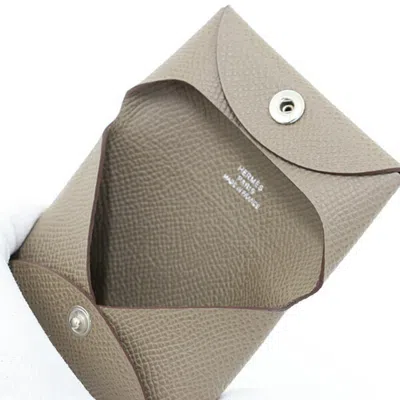 Pre-owned Hermes Etoupe Gray Epsom Leather Coin Purse/coin Case ()