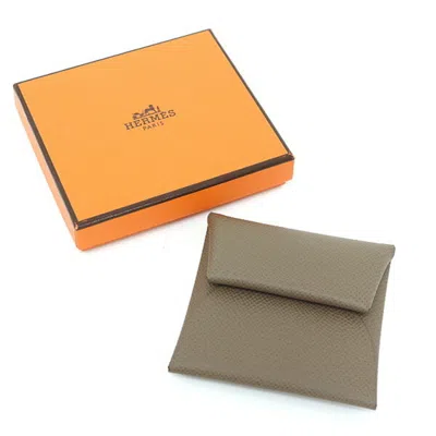 Pre-owned Hermes Etoupe Gray Epsom Leather Coin Purse/coin Case ()