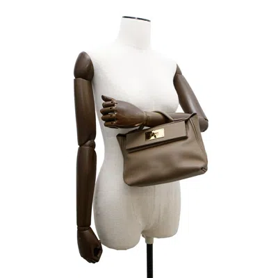 Pre-owned Hermes Etoupe Gray Swift Leather Shoulder Bag ()