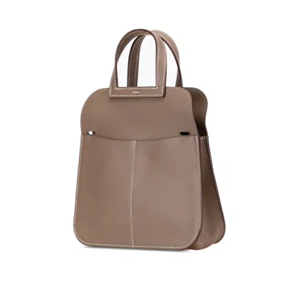 Pre-owned Hermes Etoupe Gray Swift Leather Handbag Shoulder Bag ()