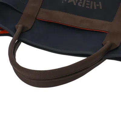 Pre-owned Hermes Feu Navy Toile Chevron Tote Bag ()