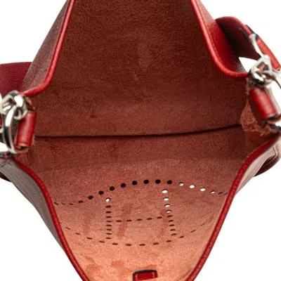 Pre-owned Hermes Evelyne Bordeaux Red Color Fjord Leather Shoulder Bag () In Burgundy