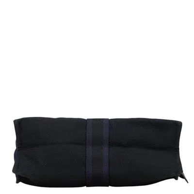 Pre-owned Hermes Fourre Tout Navy Black Canvas Clutch Bag ()