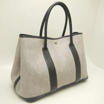 Pre-owned Hermes Garden Black Gray Toile H Tote Bag () In Multi
