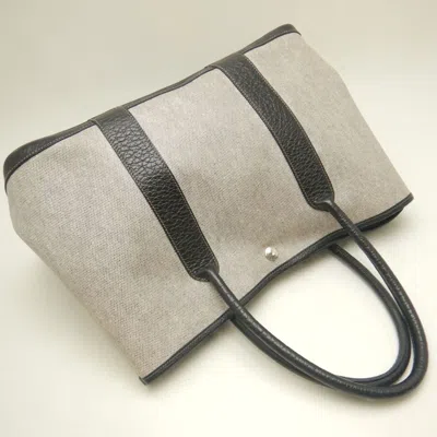 Pre-owned Hermes Garden Black Gray Toile H Tote Bag () In Multi