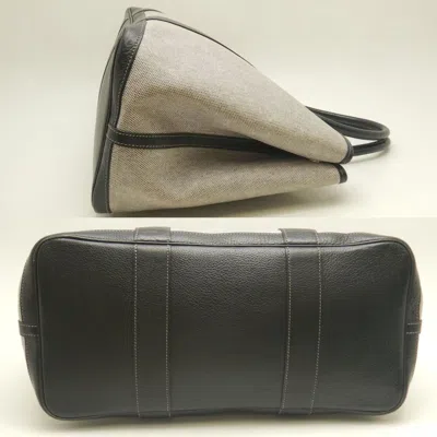 Pre-owned Hermes Garden Black Gray Toile H Tote Bag () In Multi