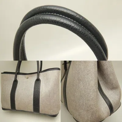 Pre-owned Hermes Garden Black Gray Toile H Tote Bag () In Multi